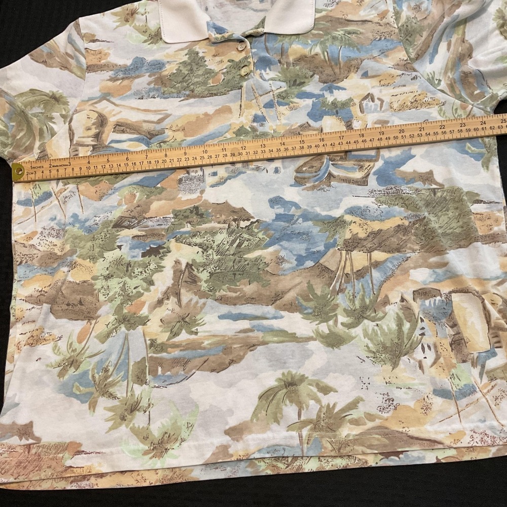 Vintage Cricket Lane Shirt Womens Large Multicolor Tropical Floral Casual Top - Picture 5 of 6